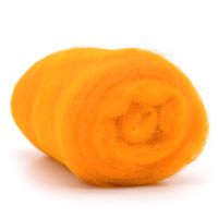 Lã Corriedale para Feltragem 25g - Fios da Fazenda C05 laranja solar