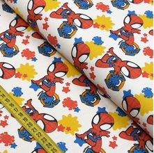 Tecido Estampado para Patchwork - Marvel Homem Aranha : Spidey and Friends Fundo Branco (0,50x1,40)