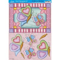 Papel Decoupage 3D com Glitter 22 x 30cm Dg3033 - borboleta