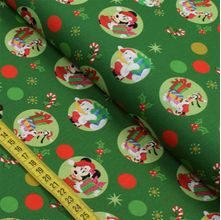 Tecido Estampado para Patchwork - Disney : Natal Fundo Verde (0,50x1,40)