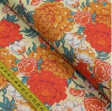 Tecido Estampado para Patchwork - Crisântemos : Floral Fundo Bege (0,50x1,40)