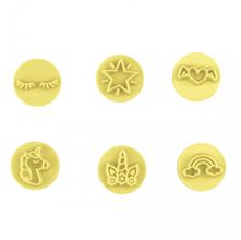Kit Carimbos Unicórnio para Artesanato e Confeitaria 2cm Blue Star - 7 Peças