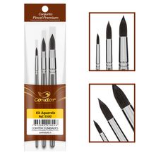 Kit de Pincéis Aquarela Condor 5500 - 3 Unidades