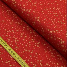 Tecido Estampado para Patchwork - Natal : Estrelas com Glitter Vermelho (0,50x1,40)