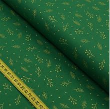 Tecido Estampado para Patchwork - Natal : Raminhos com Glitter Verde (0,50x1,40)