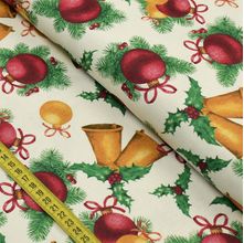 Tecido Estampado para Patchwork - Natal : Sinos Natalinos Fundo Off White (0,50x1,40)