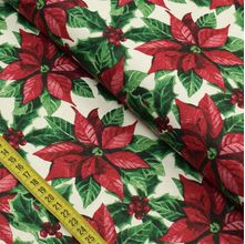 Tecido Estampado para Patchwork - Natal : Poinsétia Fundo Off White (0,50x1,40)