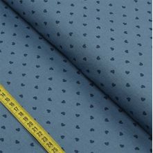 Tecido Blend de Linho Para Patchwork - Corações Jeans (0,50x1,50)
