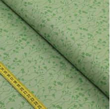 Tecido Blend de Linho Para Patchwork - Flores com Raminhos Verde Mineral (0,50x1,50)