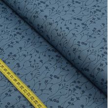 Tecido Blend de Linho Para Patchwork - Flores com Raminhos Jeans (0,50x1,50)