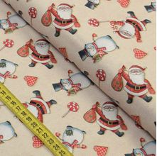 Tecido Estampado Para Patchwork - Natal : Noel e Snow Fundo Bege (0,50x1,40)