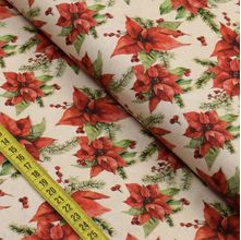 Tecido Estampado Para Patchwork - Natal : Flores Natalinas (0,50x1,40)