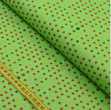 Tecido Estampado para Patchwork - Natal By Peter Paiva : Bolinhas Fundo Verde (0,50x1,40)