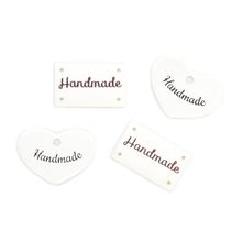 Botão Tag Handmade Branco - 4 unidades