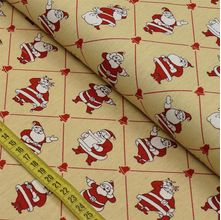 Tecido Estampado para Patchwork - Natal : Papai Noel com Sino Fundo Bege (0,50x1,40)