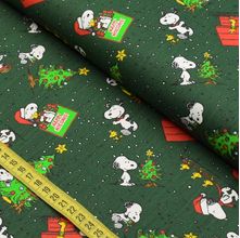 Tecido Estampado para Patchwork - Snoopy : Christmas Fundo Verde (0,50x1,40)