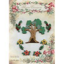 Kit Botão Patch Floresta Encantada Casinha de Árvore - 9 Unidades