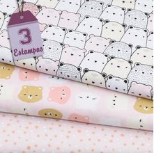 Kit de Tecido Ursinhos Baby Salmão (50x150) 3 Estampas