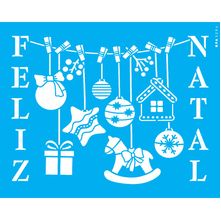 Stencil Opa 20 x 25 cm - Feliz Natal Varal - 3294