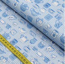 Tecido Estampado para Patchwork - Essentials Bule e Xícaras Azul (0,50x1,40)