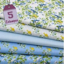 Kit de Tecido Deep Blue Floral (30x70) 5 Estampas