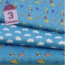 Kit de Tecido Pipas Azuis (30x70) 3 Estampas