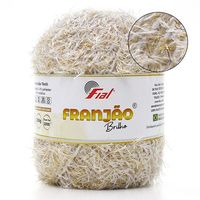 Barbante Franjão Fial Brilho n°6 03d branco com dourado