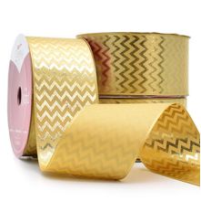 Fita de Cetim Natal Coleção Golden 38mm com 10 Metros - 288 Chevron Dourado