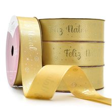 Fita de Cetim Natal Coleção Golden 22mm com 10 Metros - 291 Feliz Natal