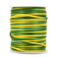 Cordão de Cetim Rabo de Rato Brasil 2mm - 50 metros Verde / amarelo