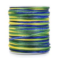 Cordão de Cetim Rabo de Rato Brasil 2mm - 50 metros Amarelo / azul / verde