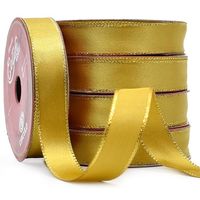 Fita Natalina Cetim com Ourela 15mm com 10 Metros 441 dourado/dourado