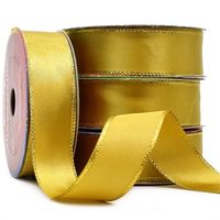 Fita Natalina Cetim com Ourela 22mm com 10 Metros 441 dourado/dourado