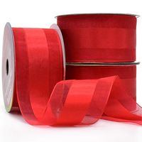 Fita Natalina Voal com Cetim 38mm com 10 Metros 111 vermelho