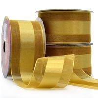 Fita Natalina Voal com Cetim 38mm com 10 Metros 441 dourado