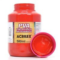 Tinta PVA Fosca para Artesanato 500ml - Acrilex 507 - vermelho fogo