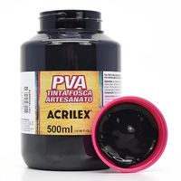 Tinta PVA Fosca para Artesanato 500ml - Acrilex 520 - preto