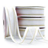 Fita Natalina Cetim Centro 22mm com 10 Metros - Círculo 301 branco