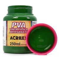 Tinta PVA Fosca para Artesanato 250ml - Acrilex 513 - verde musgo