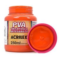 Tinta PVA Fosca para Artesanato 250ml - Acrilex 517 - laranja