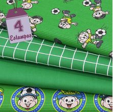 Kit de Tecido Turma da Mônica Brasil Verde (50x150) 4 Estampas