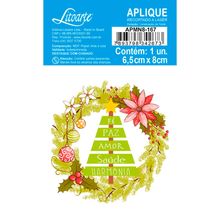 Aplique de MDF e Papel Natal - Árvore e Guirlanda - APMN8-167