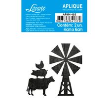 Aplique de MDF e Papel - Farm : Moinho Animais - APM4-485