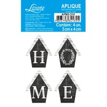 Aplique de MDF e Papel - Farm : Casinhas - APM3-314