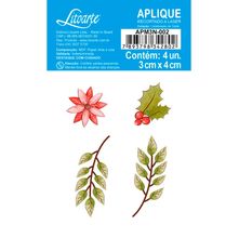 Aplique de MDF e Papel Natal - Raminhos Natalinos - APMN3-002