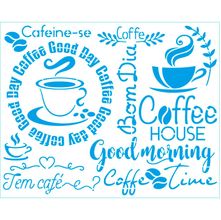 Stencil Litoarte Rose Ferreira 20 x 25 cm - STR-250 Coffee, Good Day