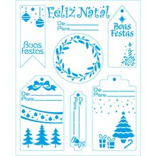 Stencil Natal Litoarte Rose Ferreira 20 x 25 cm - STRN-023 Tags Presentes