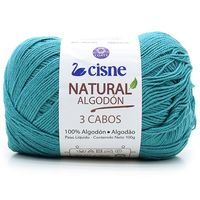 Fio Cisne Natural Algodón 3 Cabos 100g - 100% Algodão 1076 turquesa