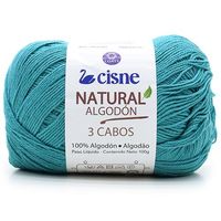 Fio Cisne Natural Algodón 3 Cabos 100g - 100% Algodão 1076 turquesa