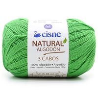 Fio Cisne Natural Algodón 3 Cabos 100g - 100% Algodão 0242 verde grama